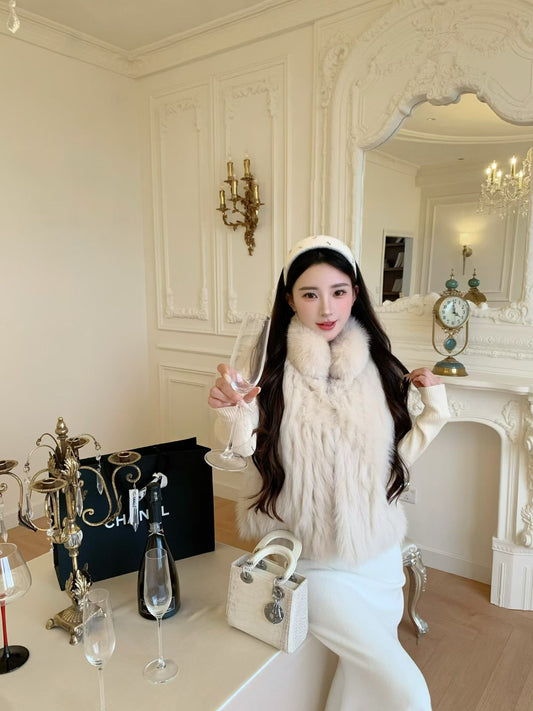 [Luxury] Elegant Fluffy Fox Fur Vest