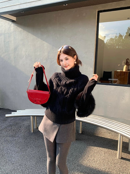 [Stylish] Korean Style High Neck Knitted Sweater
