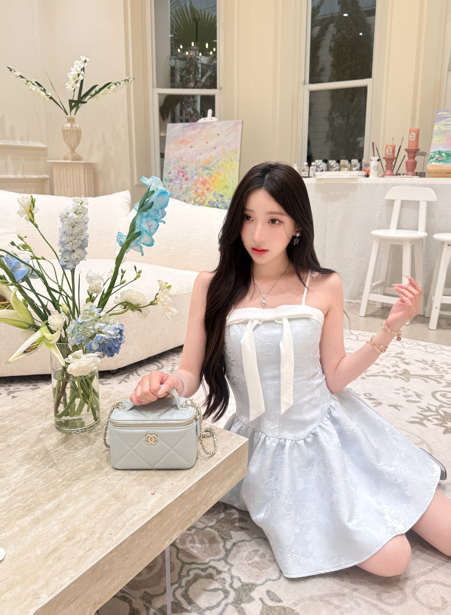 [Girly] Ribbon Spaghetti-strap dress (Q1088)