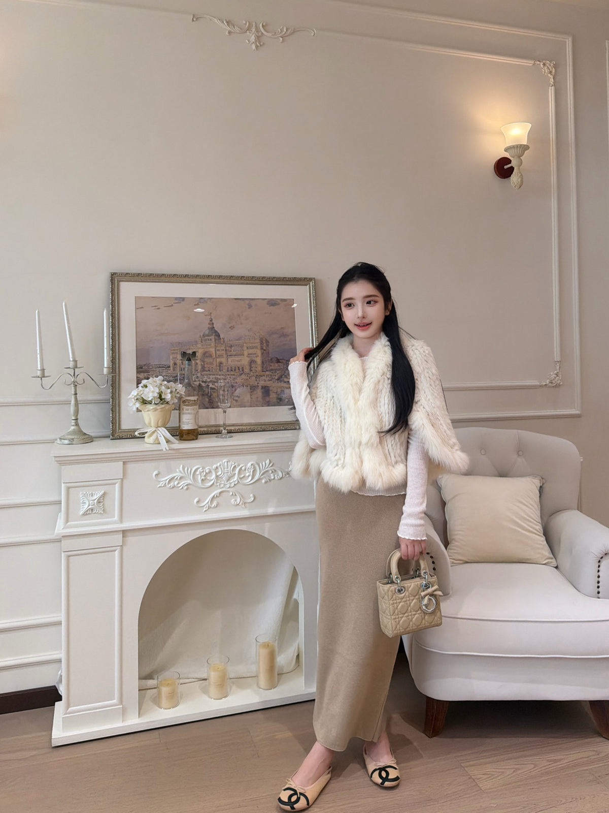 [Luxe] Fox Fur & Rex Rabbit Fur Cape Jacket (PC-010)
