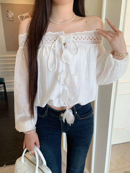 [Flower] Girlgod off-shoulder Top
