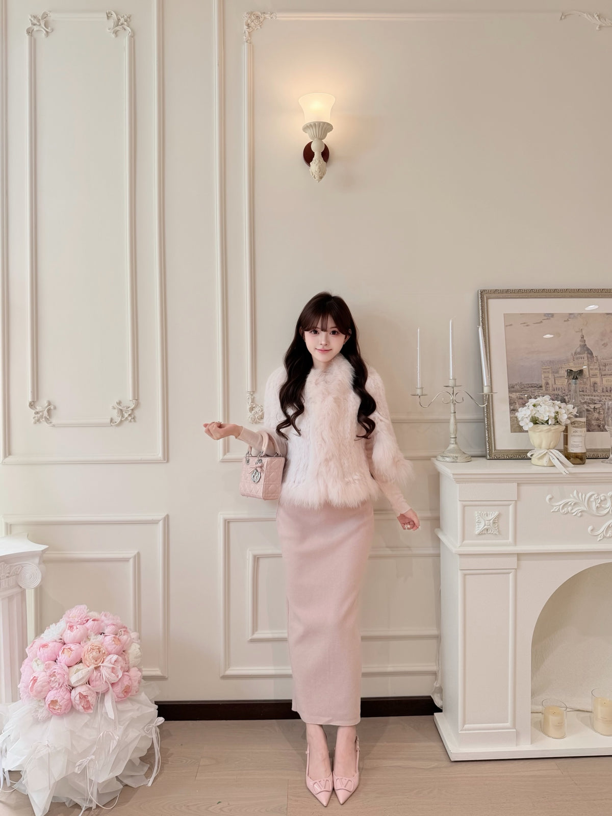 [Luxe] Fox Fur & Rex Rabbit Fur Cape Jacket (PC-010)