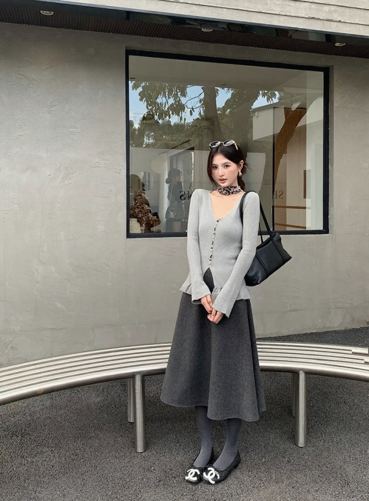 [Elegant] Waist Slimming Long Skirt