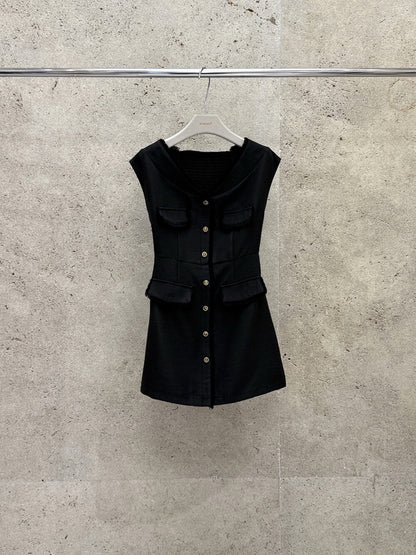 [Elegant] Workwear Tweed V-neck Dress