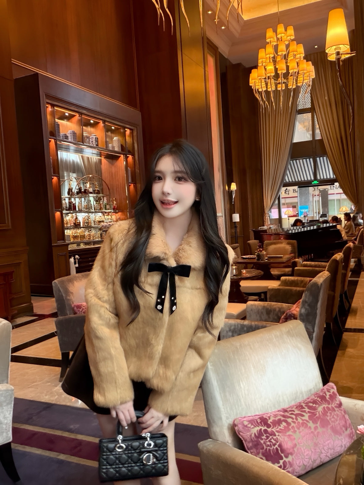 ⁠[Bestseller] Rabbit Fur Ribbon Bow Jacket (PC-015)⁠