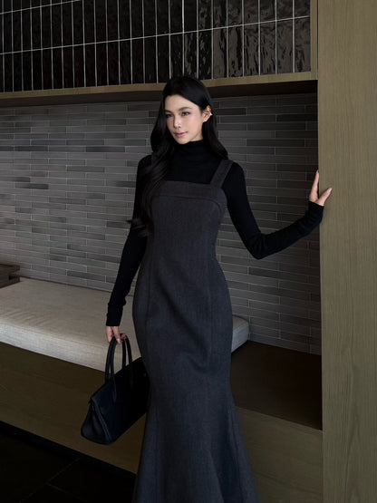 [Elegant] Woolen Fishtail Vest Skirt