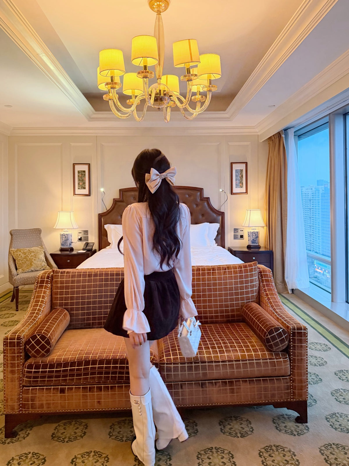⁠[Elegant] Stand Collar Ruffle Ribbon Satin Blouse (Q1535)⁠