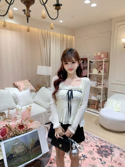 [Celebrity] Cute Bow Lace Camisole