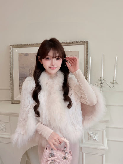[Luxe] Fox Fur & Rex Rabbit Fur Cape Jacket (PC-010)