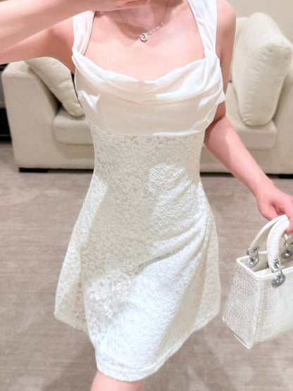 [Coquette] Back-Tie Sleeveless Lace Slip Dress (Q1199)