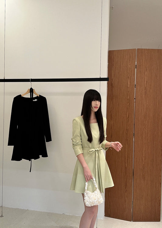 [Elegant] OL Long-Sleeve Dress (with belt)