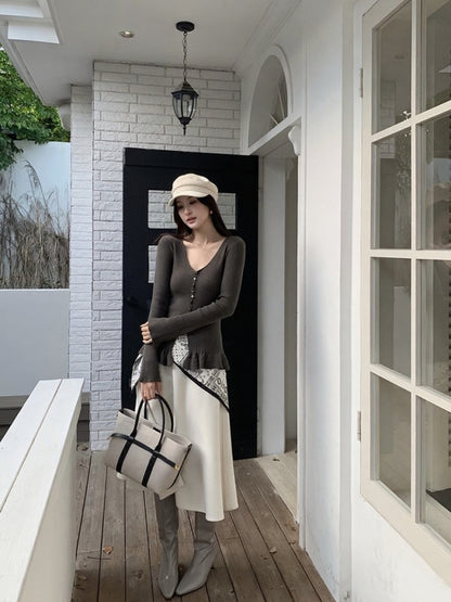[Elegant] Waist Slimming Long Skirt