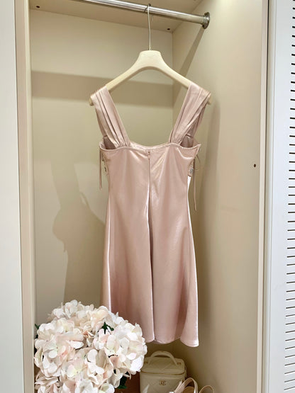 [Luxury] Beaded Satin A-Line Mini Dress (QF059)