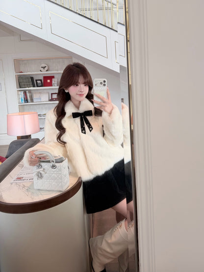 ⁠[Bestseller] Rabbit Fur Ribbon Bow Jacket (PC-015)⁠