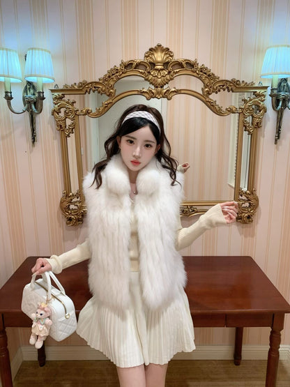 [Luxury] Elegant Fluffy Fox Fur Vest