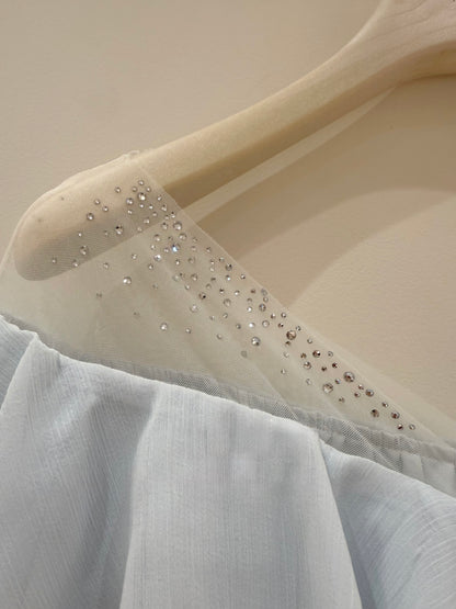 [Bling Bling] Girly Ribbon Blue & White Top (Q089)