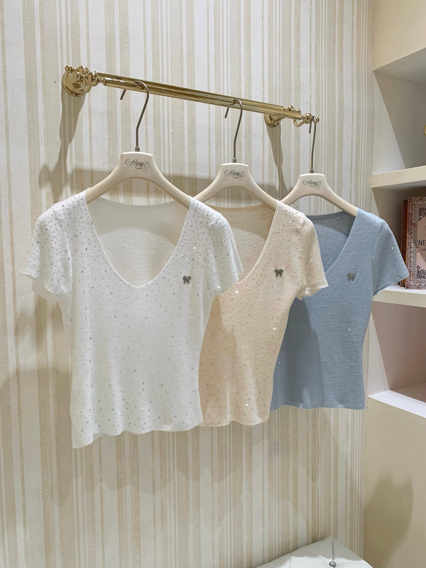 [Bling Bling] Crystal Embellished Top (QF025)