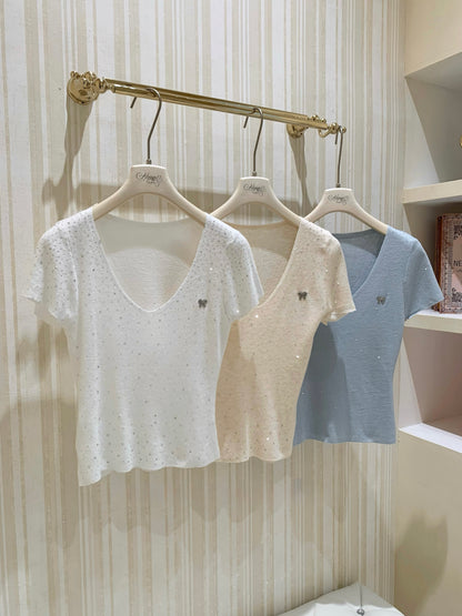 [Bling Bling] Crystal Embellished Top (QF025)