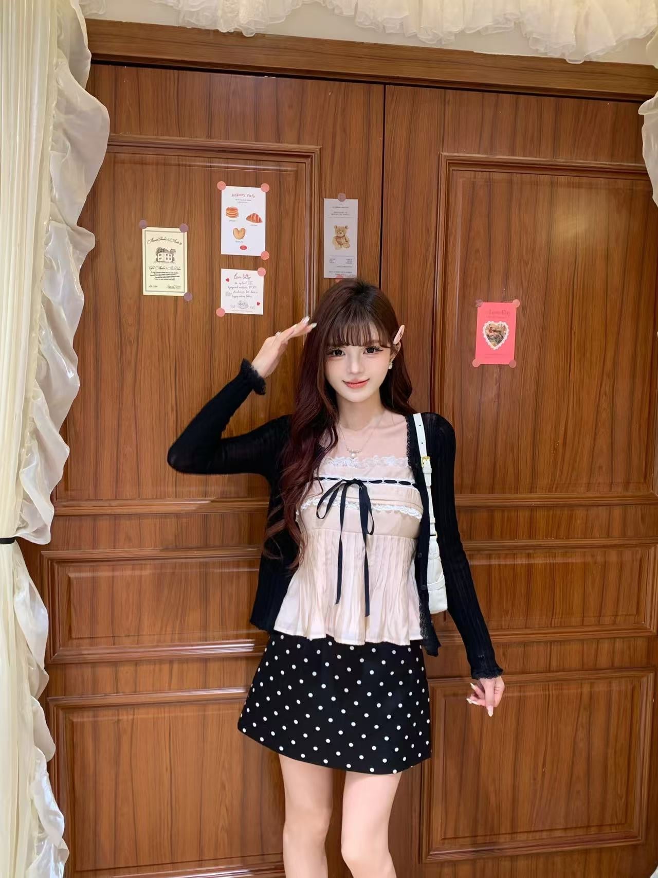 [Celebrity] Cute Bow Lace Camisole
