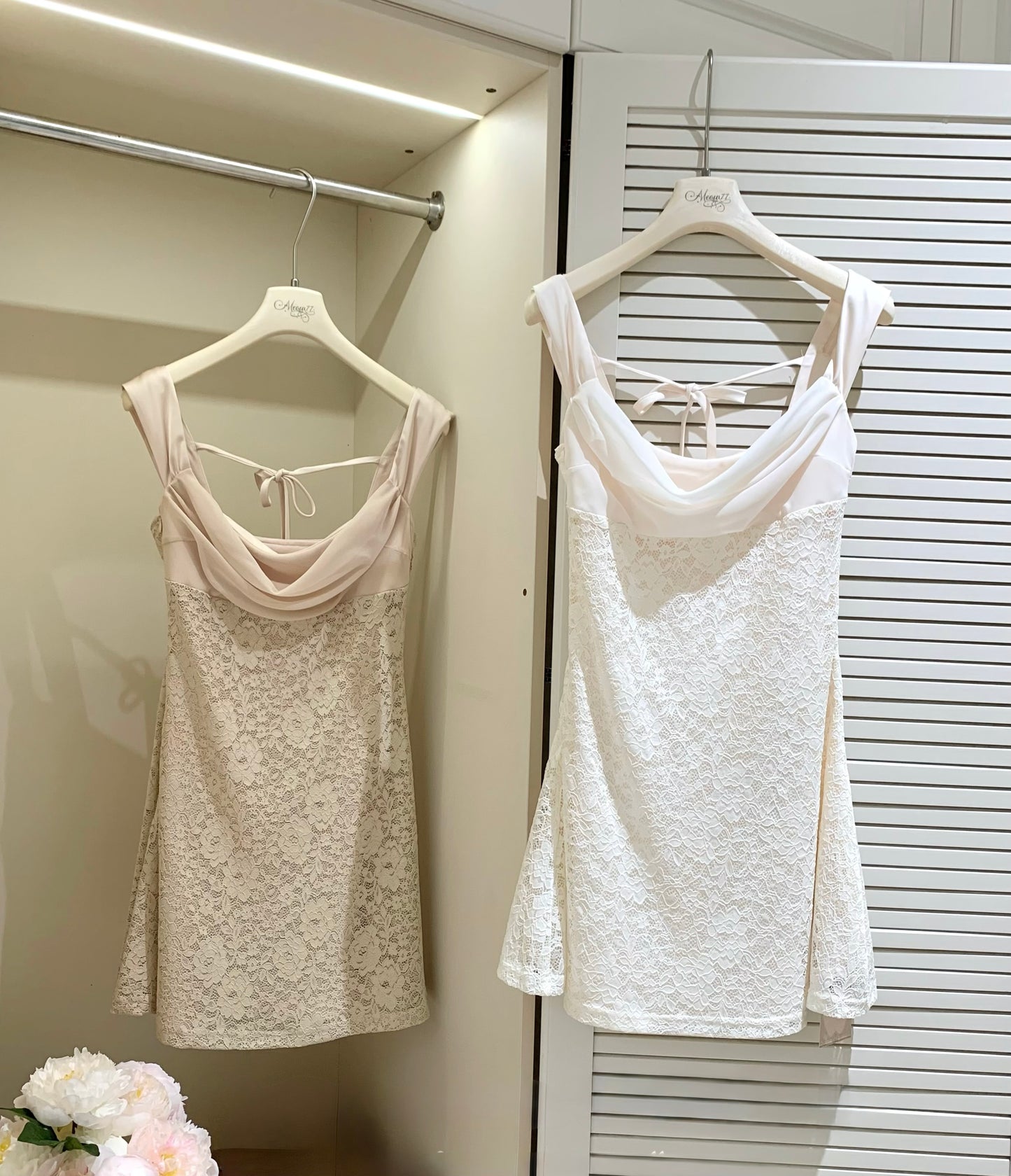 [Coquette] Back-Tie Sleeveless Lace Slip Dress (Q1199)
