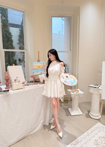 [Celebrity] Elegant Pink & Beige Dress (Q1037)