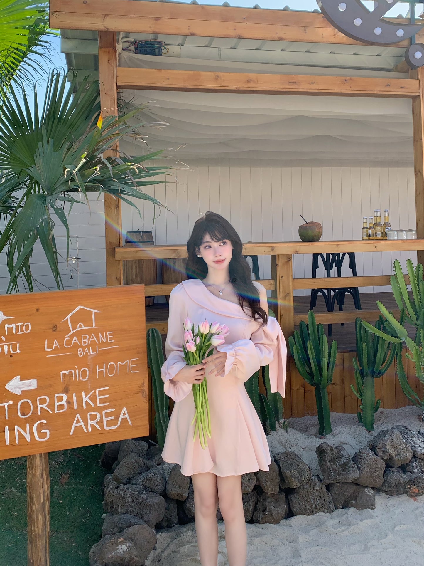 [Princess] 100% Lyocell off-shoulder Dress