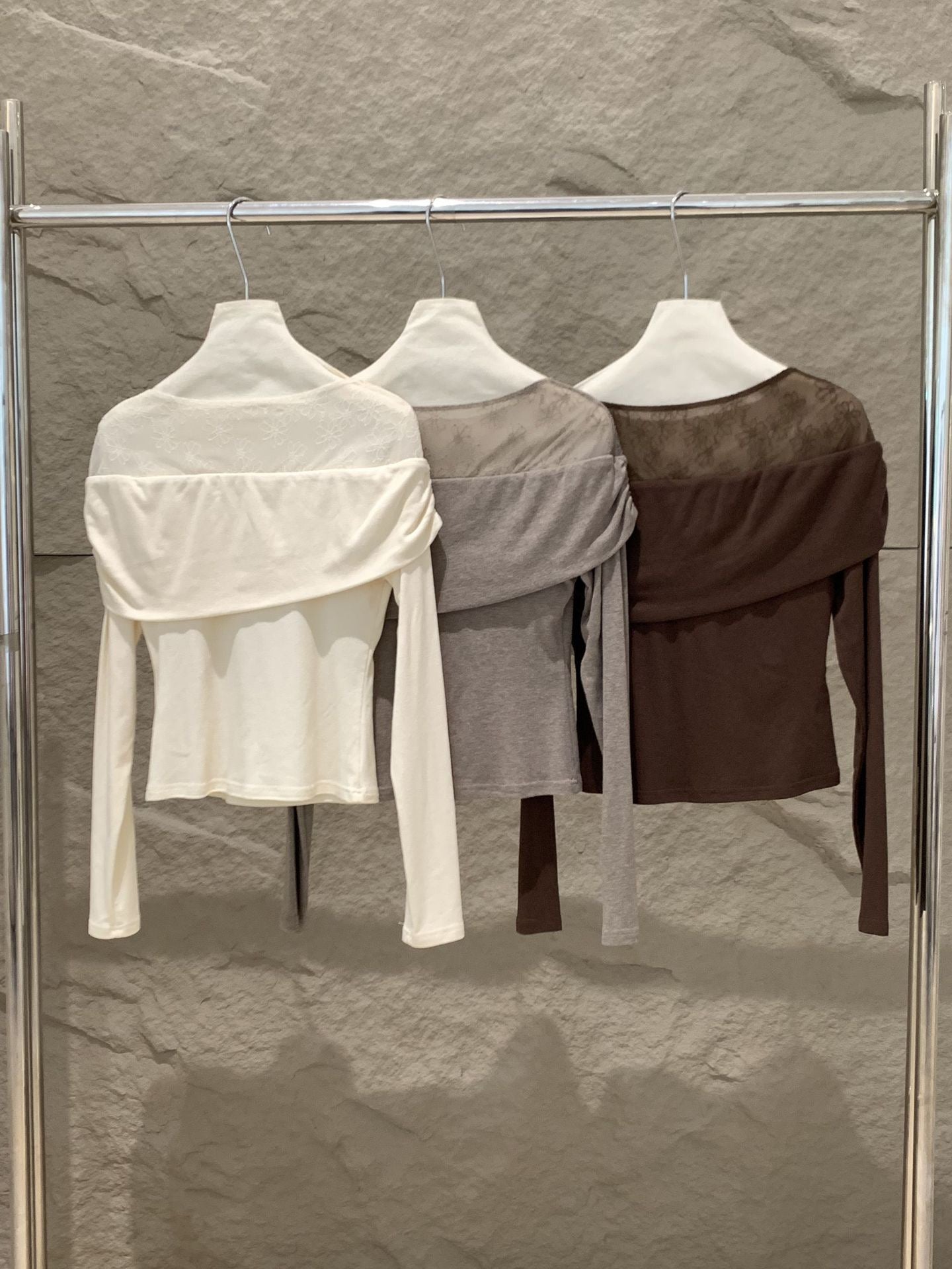 [Stylish] White Label Lace 28%Wool Top
