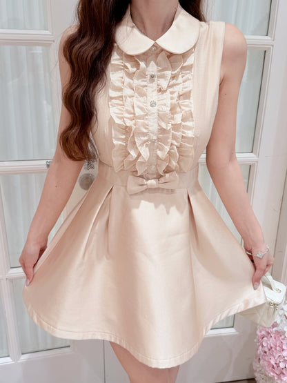 [Preppy] Peter Pan Collar Bow A-Line Mini Dress (Q1177)