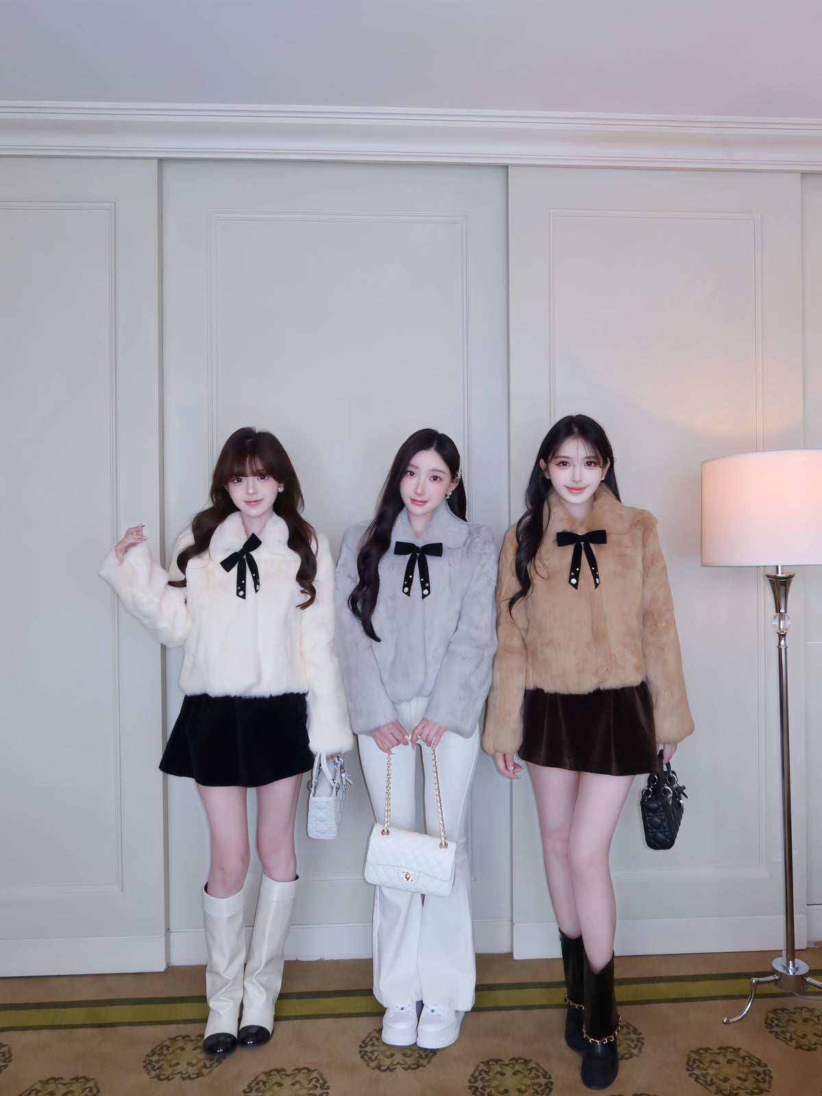 ⁠[Bestseller] Rabbit Fur Ribbon Bow Jacket (PC-015)⁠