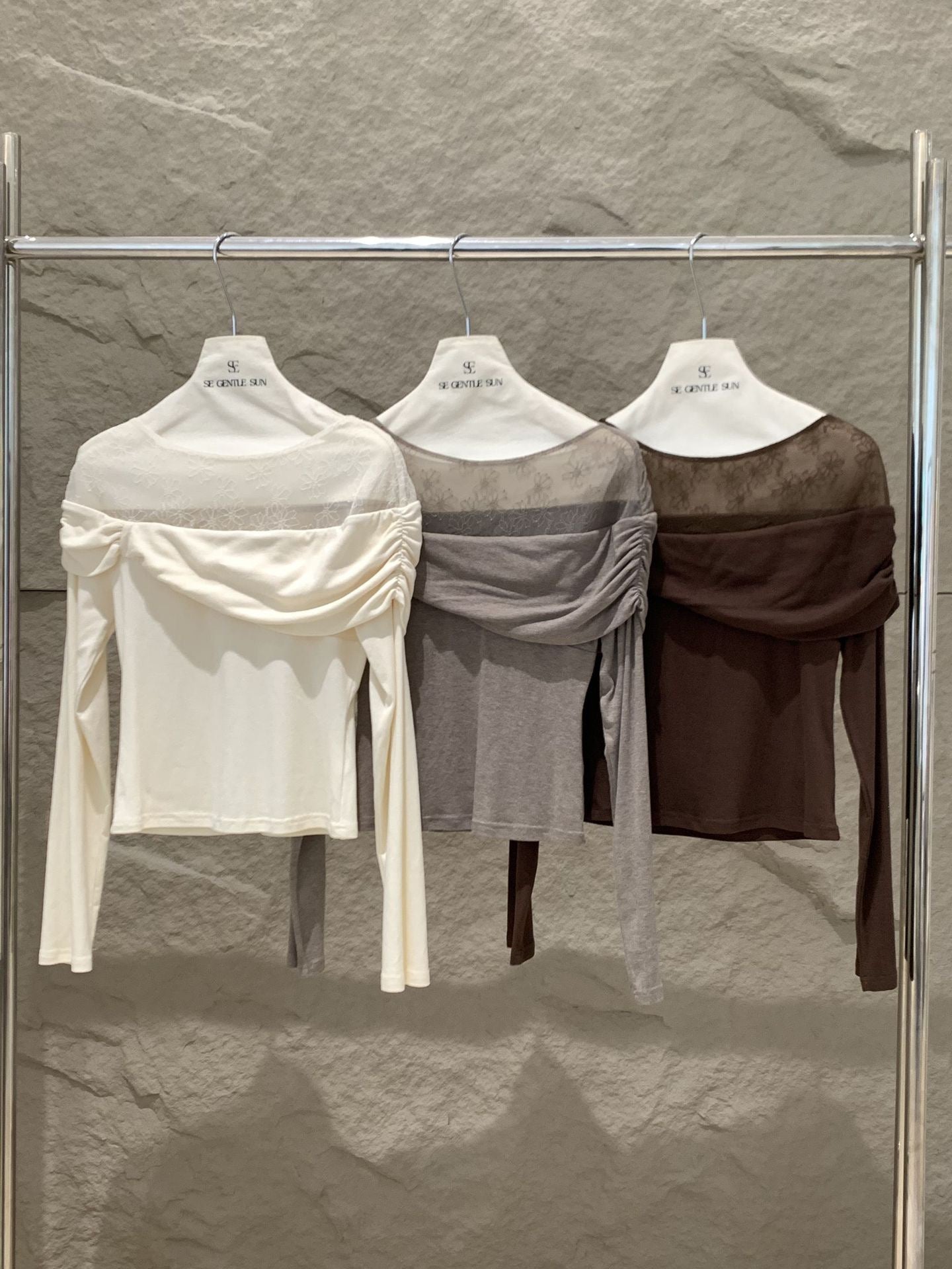 [Stylish] White Label Lace 28%Wool Top