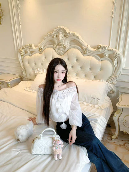 [Flower] Girlgod off-shoulder Top