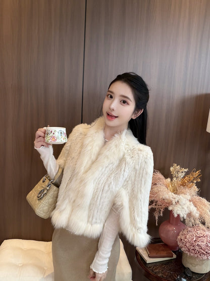 [Luxe] Fox Fur & Rex Rabbit Fur Cape Jacket (PC-010)