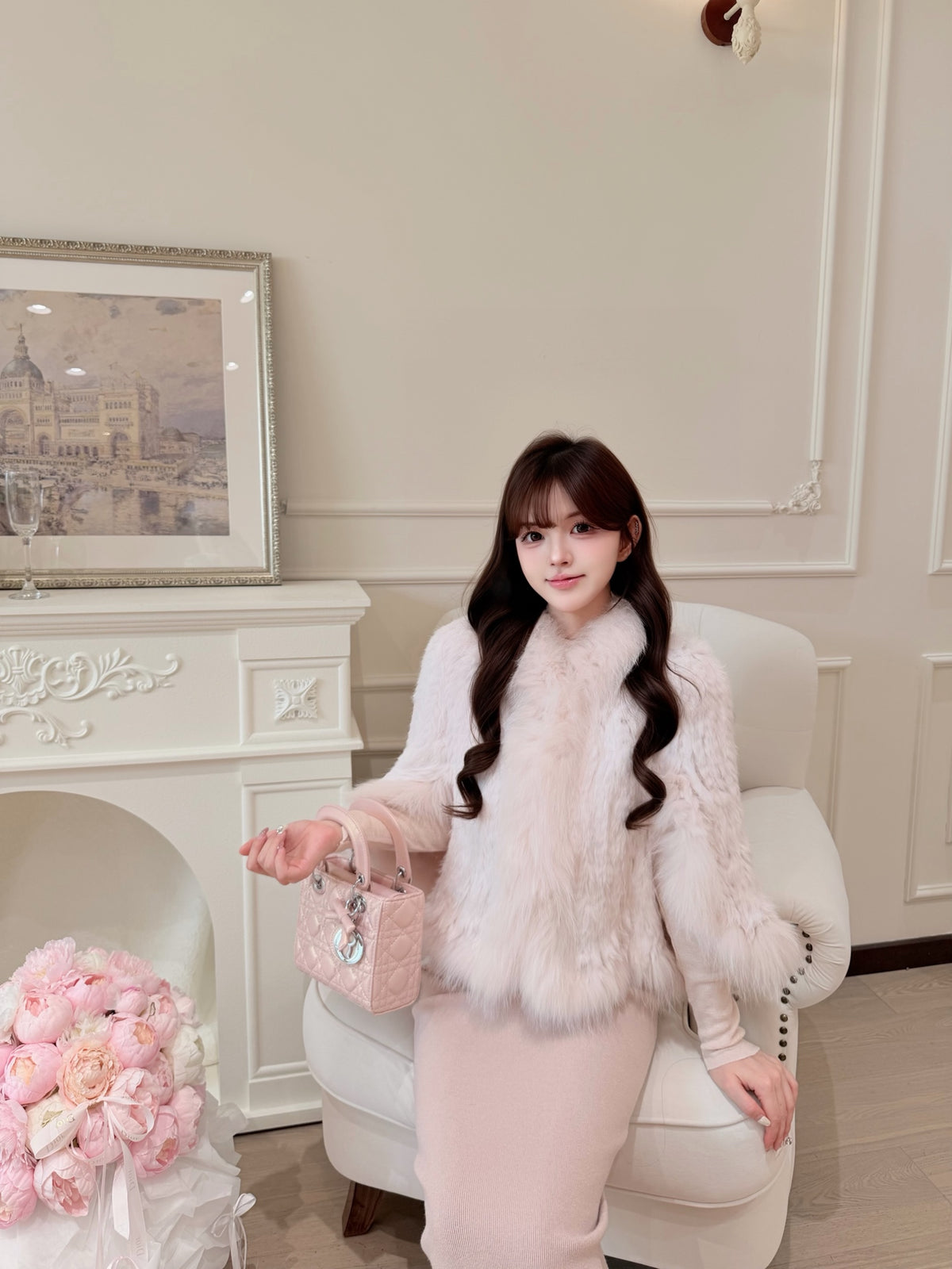 [Luxe] Fox Fur & Rex Rabbit Fur Cape Jacket (PC-010)