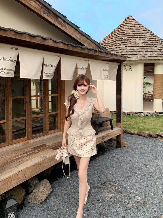 [Girly] Ruffle Flutter Sleeve Knit Top (QF031)