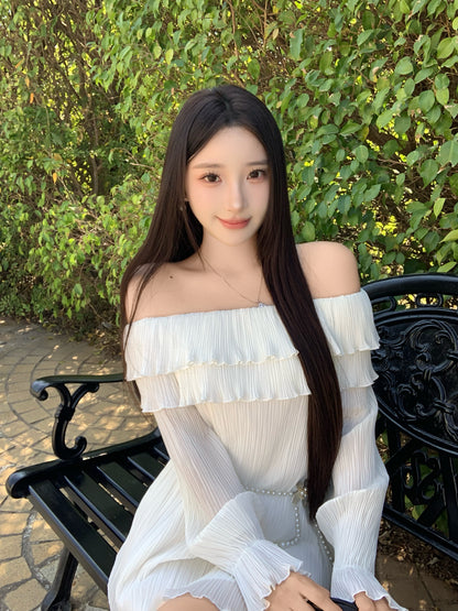 [Girly Coquette] Dreamy Blue & White Girly Mini Dress (Q1002)