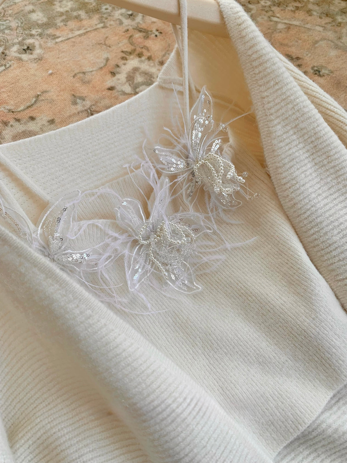 [Elegant]Japanese Style Feather Lace 3-Piece Knit Set (QH-076)