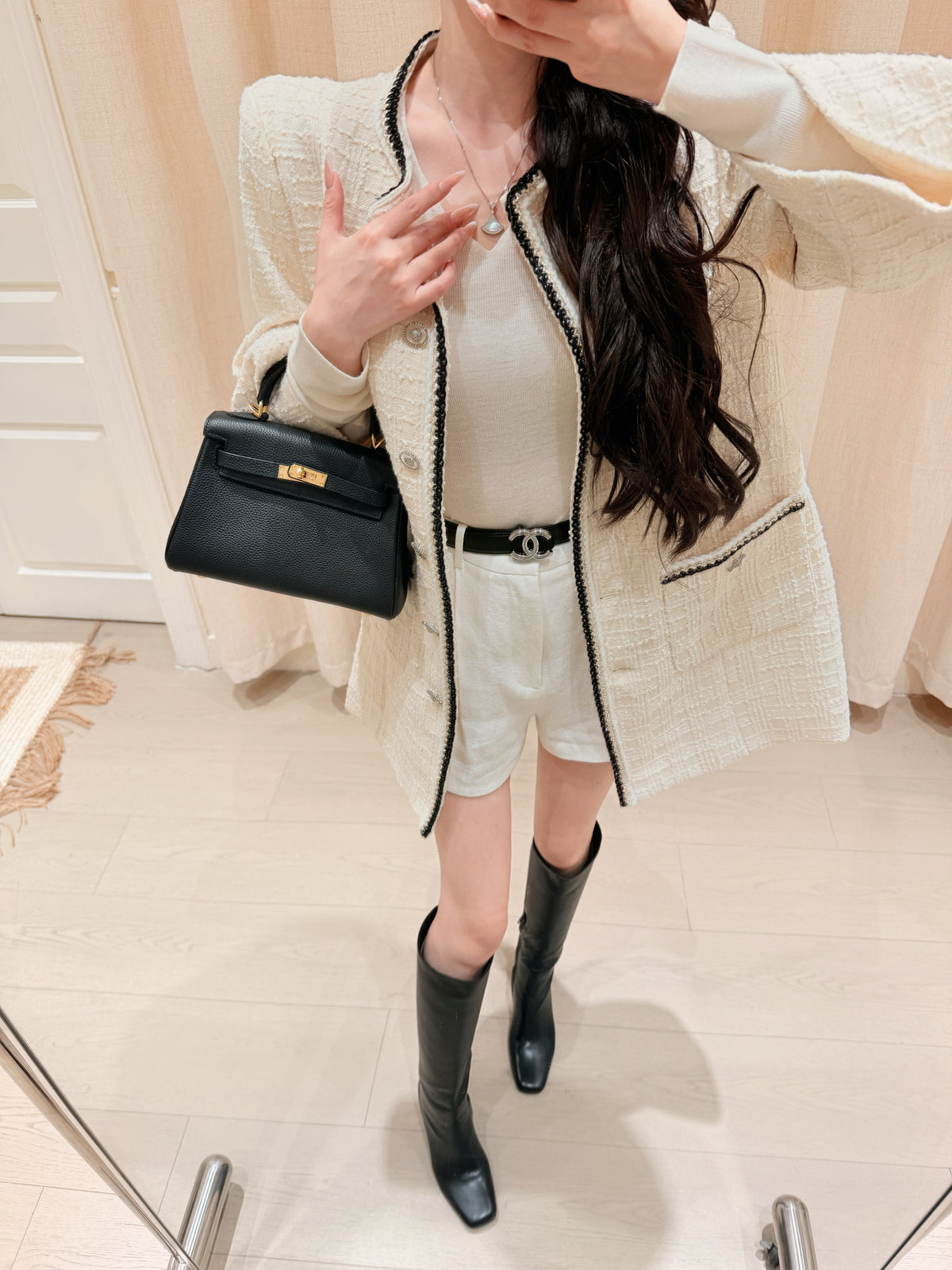 [Lumi Premium] 100% Wool French Tweed Long Jacket (YR2012)