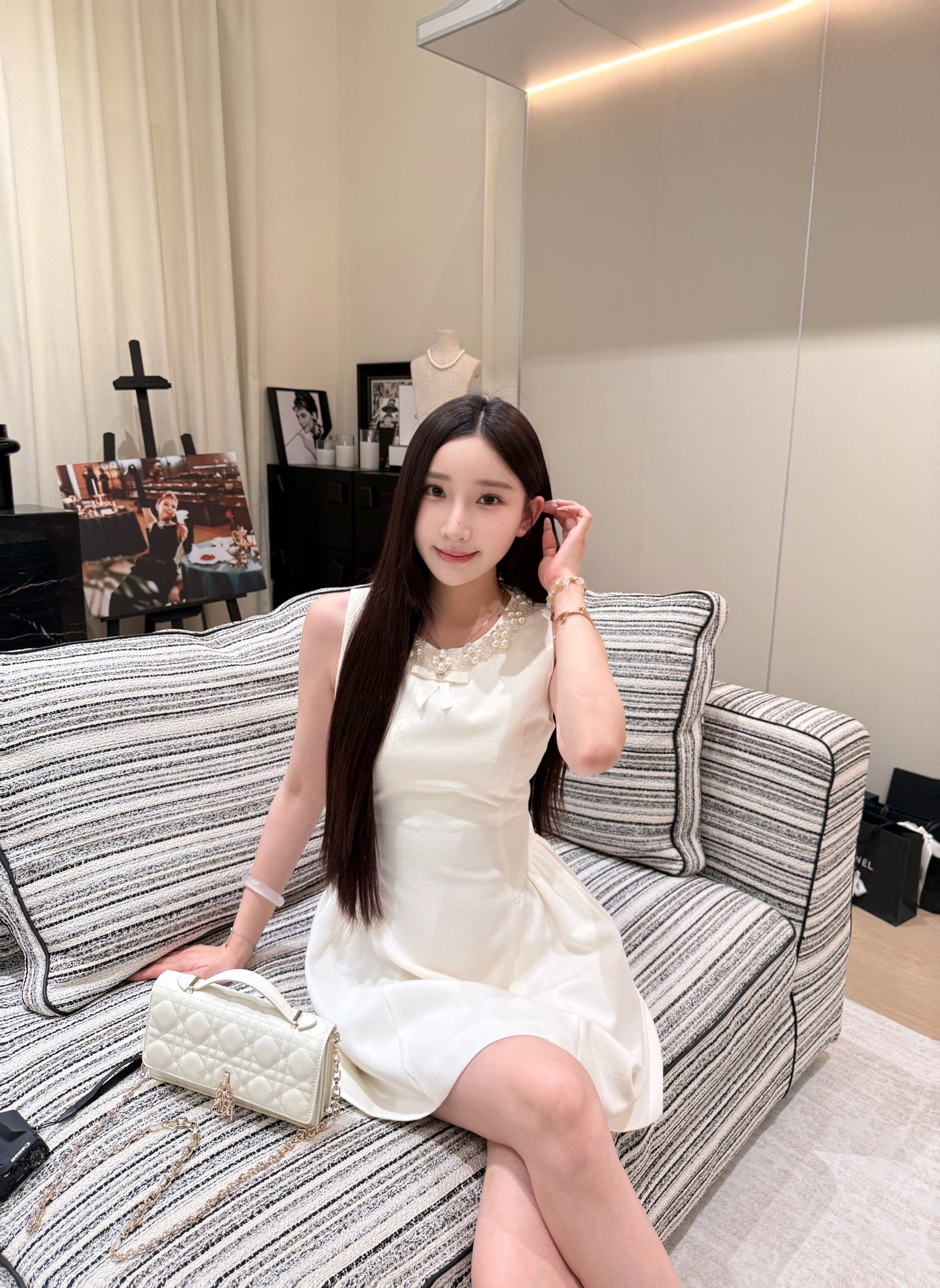 [Bestseller] Pearl beaded Slimfit One-piece Dress (QF005)