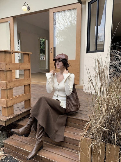 [Elegant] Waist Slimming Long Skirt