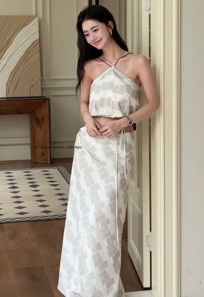 [Vacation] Designer Top + Long Dress Set