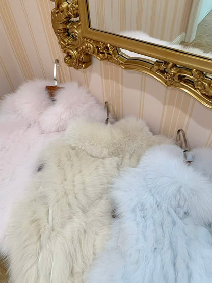 [Luxury] Elegant Fluffy Fox Fur Vest