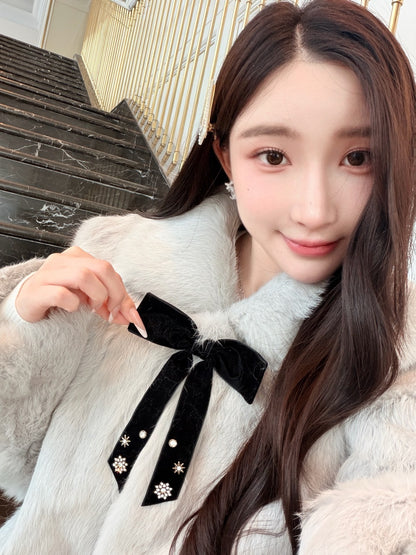 ⁠[Bestseller] Rabbit Fur Ribbon Bow Jacket (PC-015)⁠
