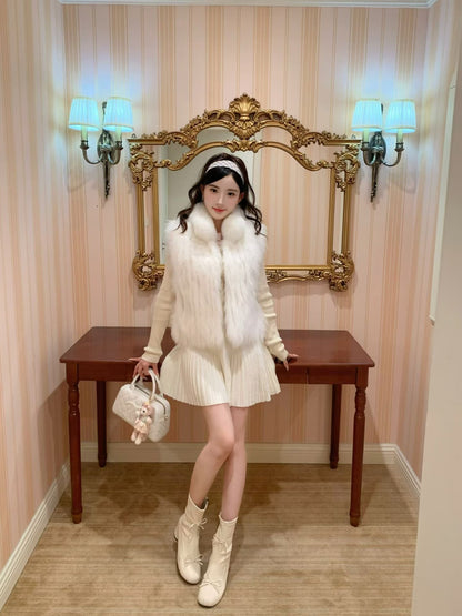 [Luxury] Elegant Fluffy Fox Fur Vest