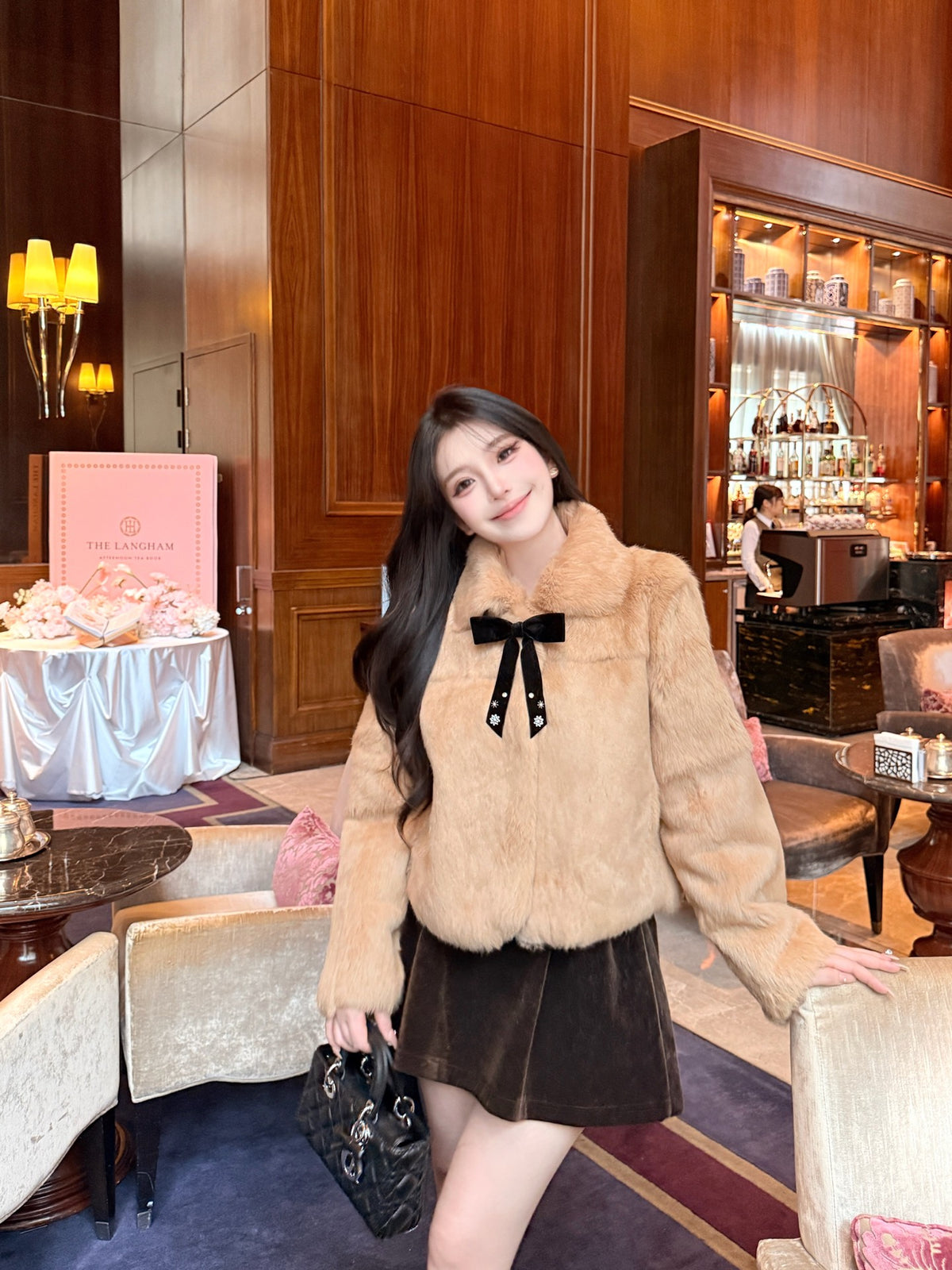 ⁠[Bestseller] Rabbit Fur Ribbon Bow Jacket (PC-015)⁠