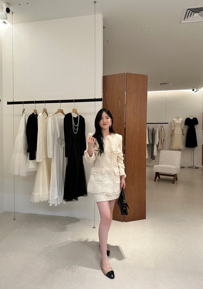 [Workwear] OL Tweed Blazer + Skirt Set