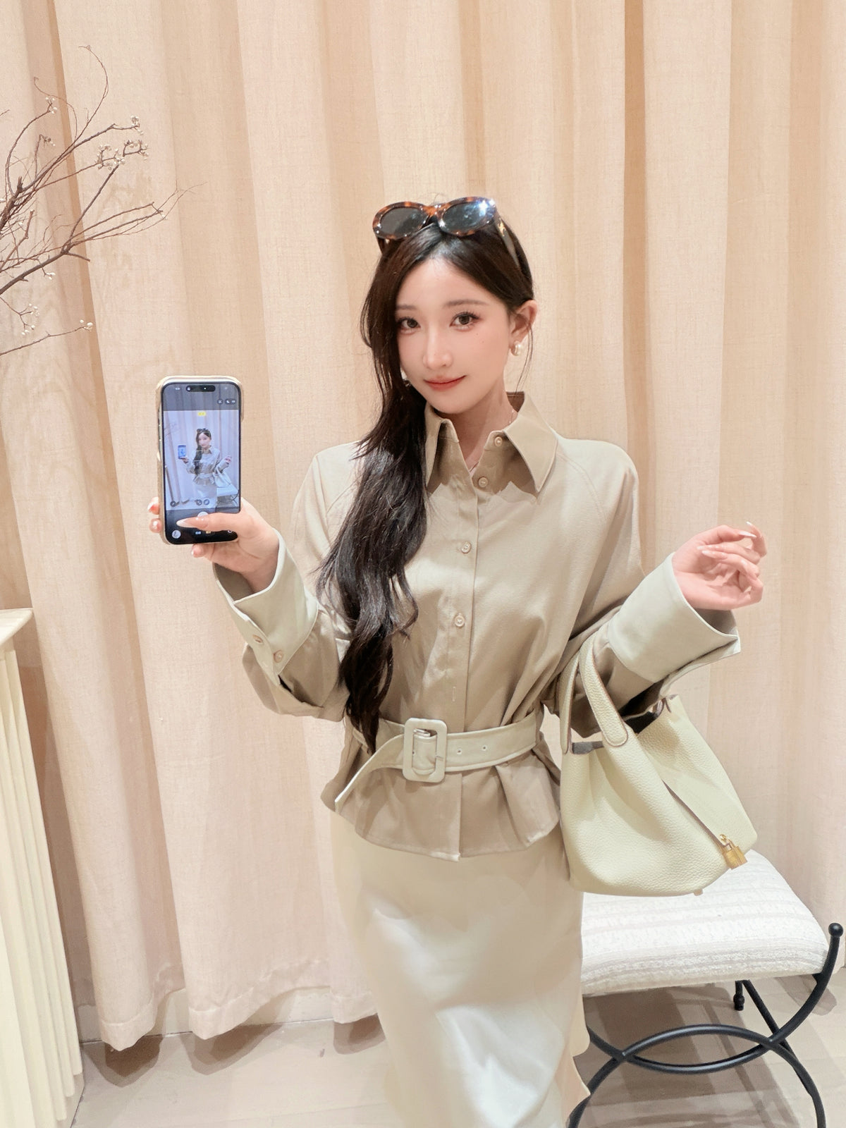 [Lumi Premium] Lyocell-Wool Belted Shirt Jacket (YR2008)