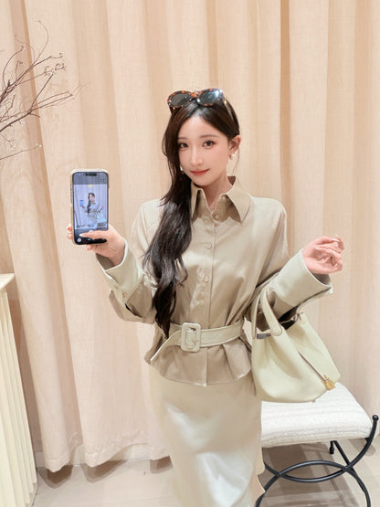 [Lumi Premium] Lyocell-Wool Belted Shirt Jacket (YR2008)
