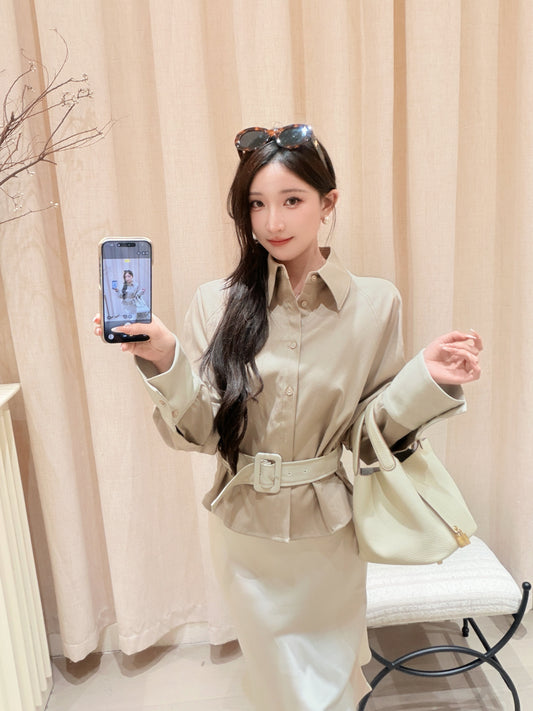 [Lumi Premium] Lyocell-Wool Belted Shirt Jacket (YR2008)