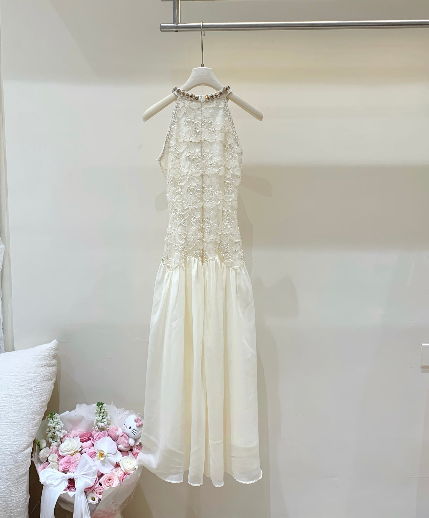 [Wedding Guest] French Lace Halter Dress (QF075)