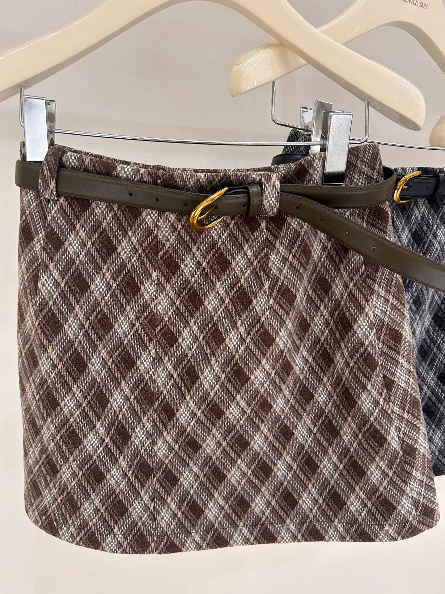 [Retro] High-Waisted Plaid A-Line Skirt